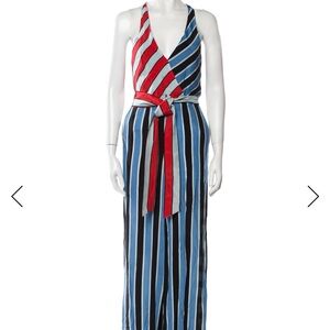 alice + olivia striped jumpsuit